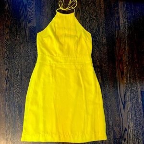 Banana Republic NWT Sunshine Yellow Wedding Guest Halter Tie Neck Dress sz 6 - Picture 3 of 16